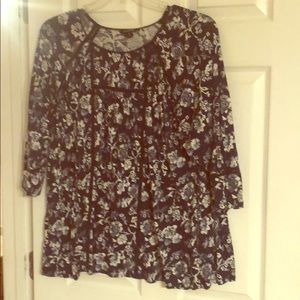 Lucky Brand 3X 3/4 Sleeved Floral Print Top